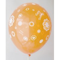 Orange Happy Birthday All Around Printed Balloons